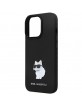 Karl Lagerfeld iPhone 14 Pro Case Cover Silicone Metal Pin Choupette Black
