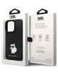 Karl Lagerfeld iPhone 14 Pro Case Cover Silicone Metal Pin Choupette Black