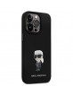 Karl Lagerfeld iPhone 14 Pro Case Cover Silicone Metal Pin Ikonik Black
