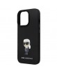 Karl Lagerfeld iPhone 14 Pro Case Cover Silicone Metal Pin Ikonik Black