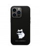 Karl Lagerfeld iPhone 14 Pro Max Hülle Case Silikon Metal Pin Choupette Schwarz