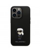 Karl Lagerfeld iPhone 14 Pro Max Case Cover Silicone Metal Pin Ikonik Black