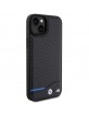 BMW iPhone 15 Plus Case Cover M Power Carbon Leather Black