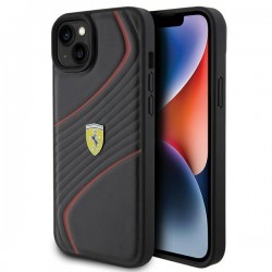 Ferrari iPhone 15 Plus Case Twist Cover Metal Logo Black