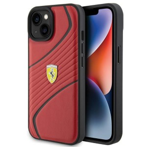 Ferrari iPhone 15 Case Twist Cover Metal Logo Red