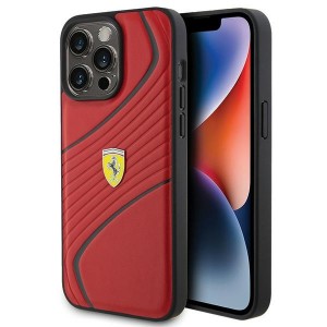 Ferrari iPhone 15 Pro Max Hülle Case Twist Cover Metal Logo Rot