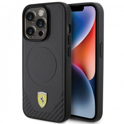 Ferrari iPhone 15 Pro Hülle Case Cover MagSafe Carbon Schwarz