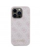 Guess iPhone 15 Pro Case Cover 4G Metal Gold Logo Pink