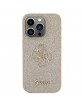 Guess iPhone 15 Pro Case Cover Glitter Big Metal Logo 4G Gold