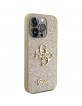 Guess iPhone 15 Pro Hülle Case Cover Glitter Big Metal Logo 4G Gold