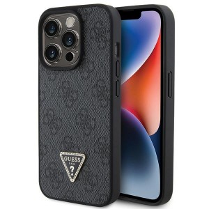 Guess iPhone 15 Pro Case Cover 4G Triangle Rhinestone Diamond Black