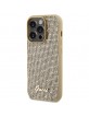 Guess iPhone 15 Pro Case Cover Disco Script Metal Gold