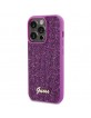 Guess iPhone 15 Pro Case Cover Disco Script Metal Fuschia