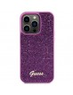 Guess iPhone 15 Pro Case Cover Disco Script Metal Fuschia