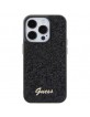 Guess iPhone 15 Pro Case Cover Disco Script Metal Black