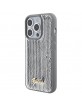 Guess iPhone 15 Pro Hülle Case Cover Sequin Script Metal Silber
