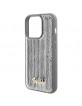 Guess iPhone 15 Pro Hülle Case Cover Sequin Script Metal Silber