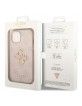 Guess iPhone 15 Hülle Case Cover Big Metal Logo 4G Rosa Pink