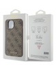 Guess iPhone 15 Hülle Case Cover 4G Metal Gold Logo Braun