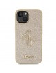Guess iPhone 15 Case Cover Glitter Big Metal Logo 4G Gold
