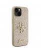 Guess iPhone 15 Hülle Case Cover Glitter Big Metal Logo 4G Gold
