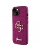 Guess iPhone 15 Case Cover Glitter Big Metal Logo 4G Purple