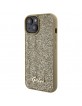 Guess iPhone 15 Case Cover Disco Script Metal Gold