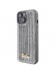 Guess iPhone 15 Hülle Case Cover Sequin Script Metal Silber