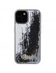 Guess iPhone 15 Hülle Case Cover Sequin Script Metal Silber