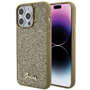 Guess iPhone 15 Pro Max Hülle Case Cover Disco Script Metal Gold