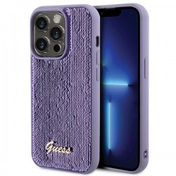 Guess iPhone 15 Pro Max Hülle Case Cover Sequin Script Metal Violet