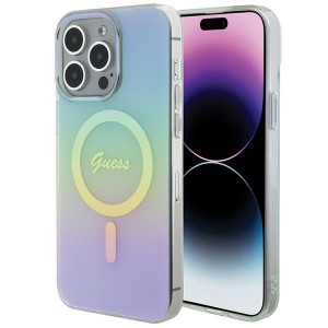 Guess iPhone 15 Pro Case Cover Iridescent MagSafe Turquoise