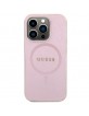 Guess iPhone 15 Pro Hülle Case Cover MagSafe Saffiano Rosa Pink