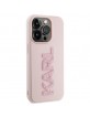 Karl Lagerfeld iPhone 15 Pro Case Cover Rubber 3D Glitter Pink