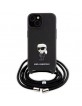 Karl Lagerfeld iPhone 15 Hülle Case Saffiano Karl Metal Pin Crossbody Schwarz