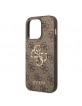 Guess iPhone 15 Pro Case Cover Big Metal Logo 4G Brown