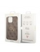 Guess iPhone 15 Pro Case Cover Big Metal Logo 4G Brown