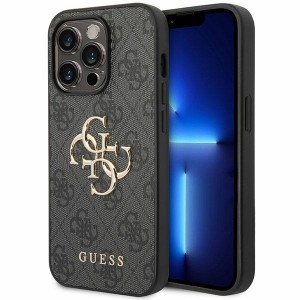 Guess iPhone 15 Pro Case Cover Big Metal Logo 4G Gray
