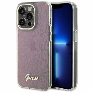 Guess iPhone 15 Pro Hülle Case Cover Faceted Mirror Disco Rosa Pink