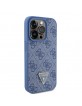 Guess iPhone 15 Pro Hülle Case Cover 4G Triangle Strass Diamond Blau