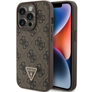 Guess iPhone 15 Pro Hülle Case Cover 4G Triangle Diamond Strass Braun