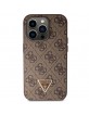 Guess iPhone 15 Pro Case Cover 4G Logo Strap Chain Brown