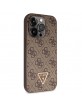 Guess iPhone 15 Pro Case Cover 4G Logo Strap Chain Brown
