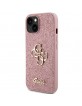 Guess iPhone 15 Plus Hülle Case Cover Glitter Big Metal Logo 4G Rosa Pink