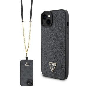Guess iPhone 15 Plus Case Cover 4G Logo Strap Chain Black