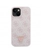 Guess iPhone 15 Plus Hülle Case Cover 4G Logo Strap Kette Rosa Pink