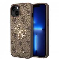 Guess iPhone 15 Hülle Case Cover Big Metal Logo 4G Braun