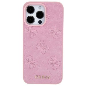 Guess iPhone 15 Hülle Case Cover 4G Stamped Rosa Pink