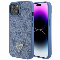 Guess iPhone 15 Case Cover 4G Triangle Rhinestone Diamond Blue