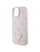 Guess iPhone 15 Hülle Case Cover 4G Logo Strap Kette Rosa Pink